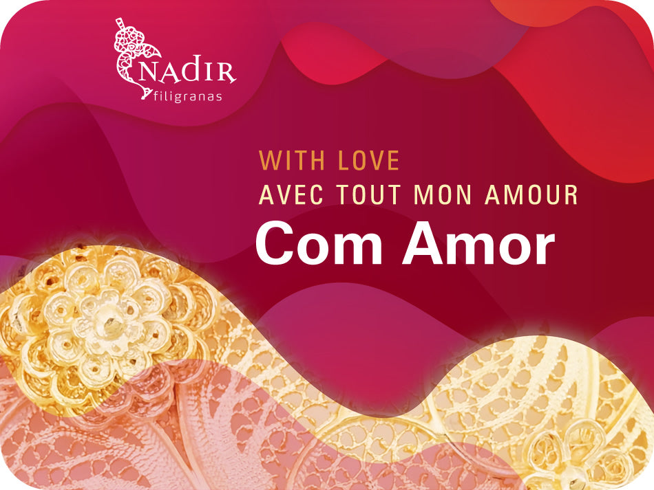 Cartão Oferta Digital "Com Amor", Ofereça Filigrana Portuguesa