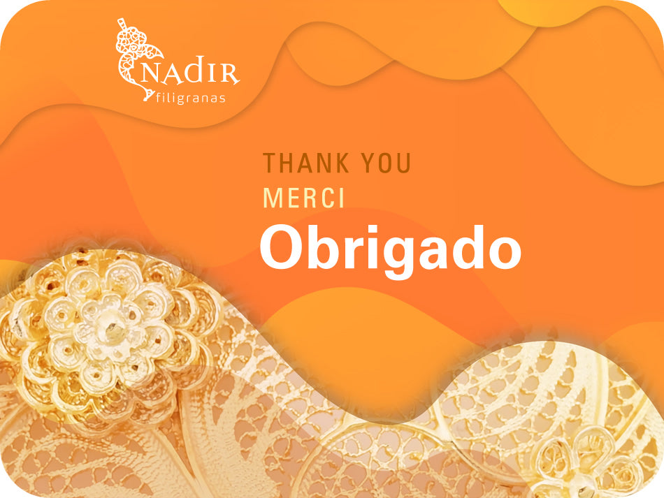 Cartão Oferta Digital "Obrigado", Ofereça Filigrana Portuguesa
