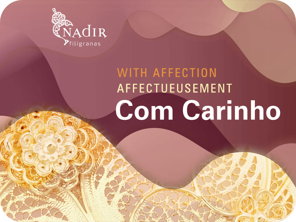 Cartão Oferta Digital "Com Carinho", Ofereça Filigrana Portuguesa