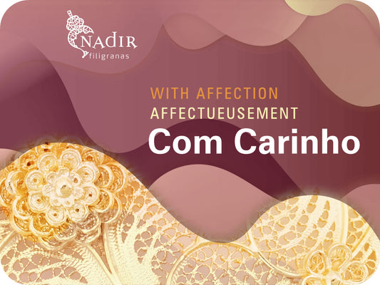 Cartão Oferta Digital "Com Carinho", Ofereça Filigrana Portuguesa