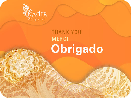 Cartão Oferta Digital "Obrigado", Ofereça Filigrana Portuguesa