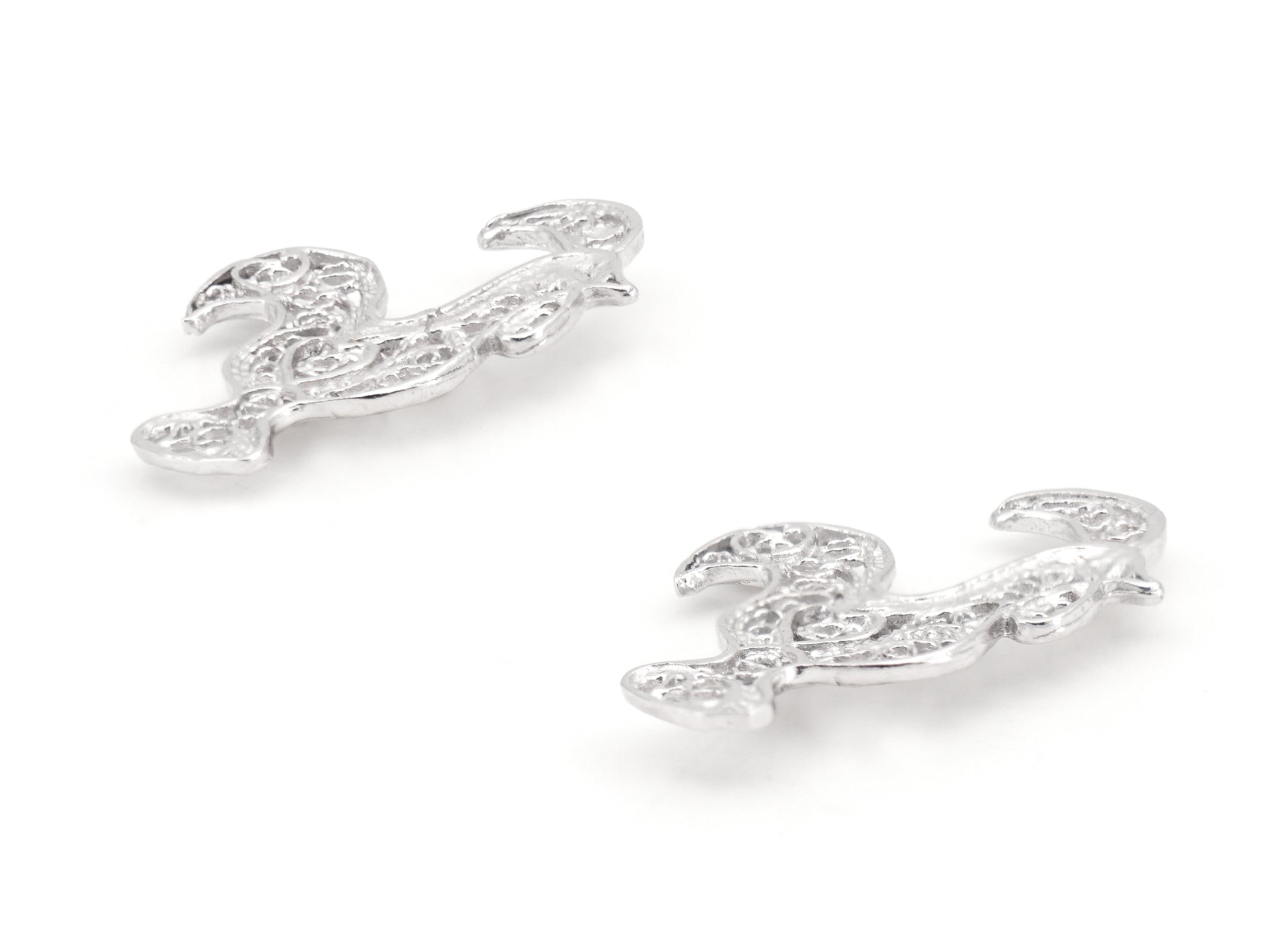 Brincos Mini Galo de Barcelos, Filigrana Portuguesa, Prata de Lei 925 - Perspectiva