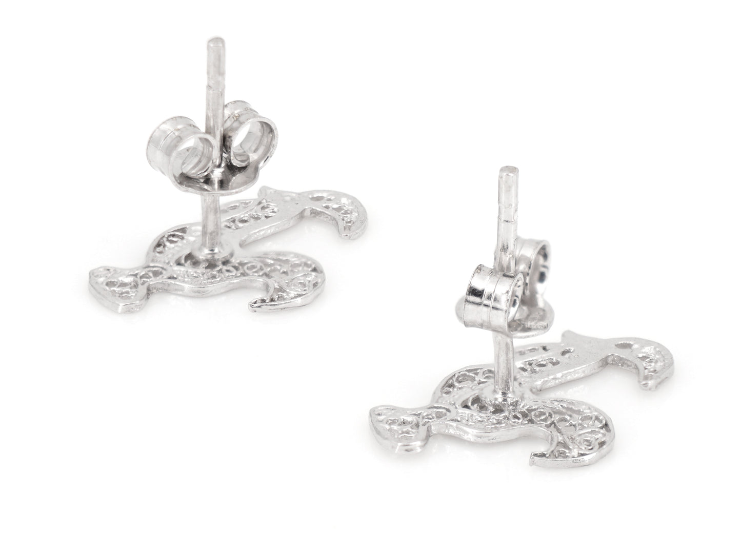 Brincos Mini Galo de Barcelos, Filigrana Portuguesa, Prata de Lei 925 - Vista de Trás