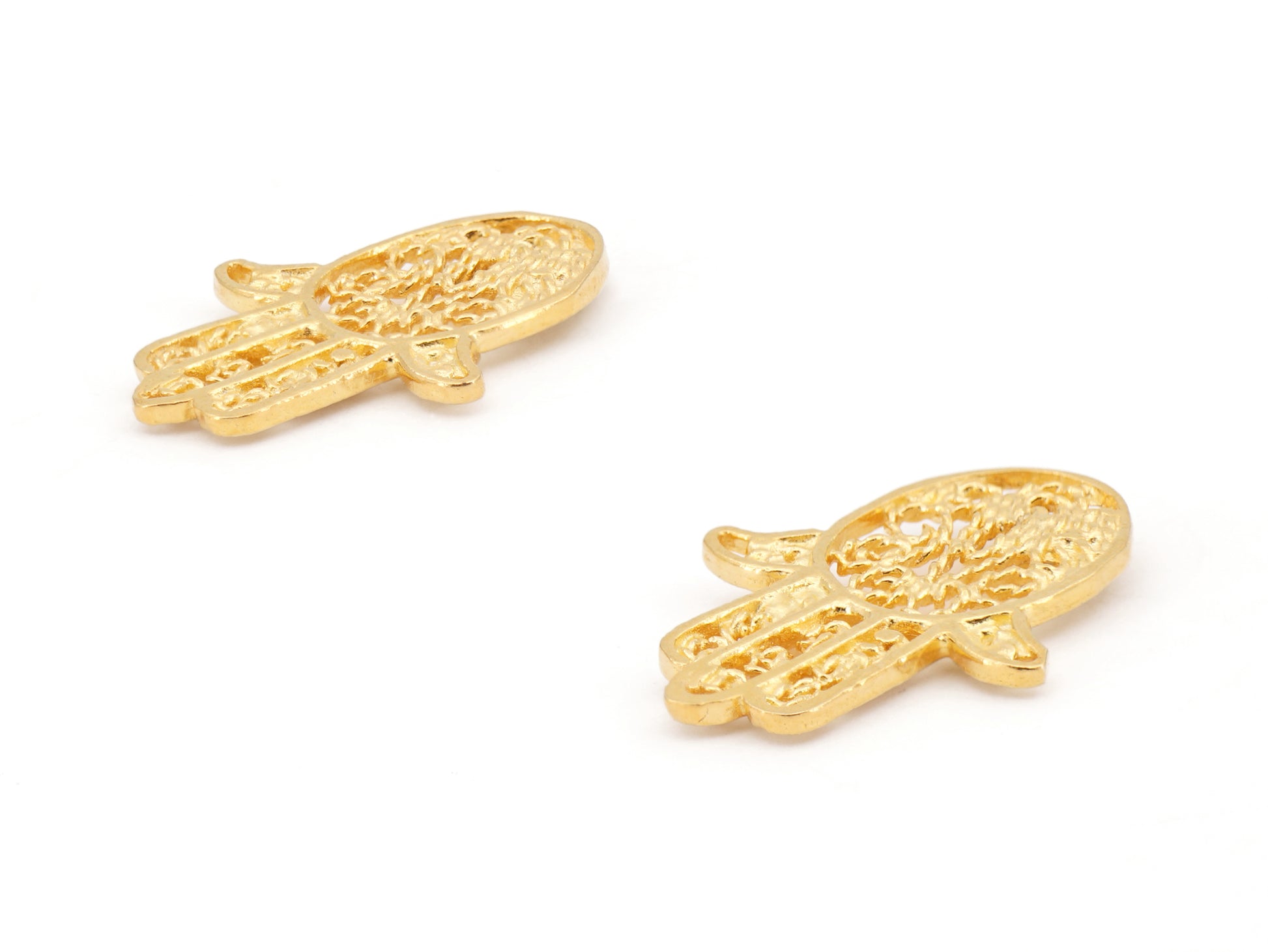 Brincos Mini Mão de Fátima, Filigrana Portuguesa, Prata de Lei 925 Dourada - Perspectiva