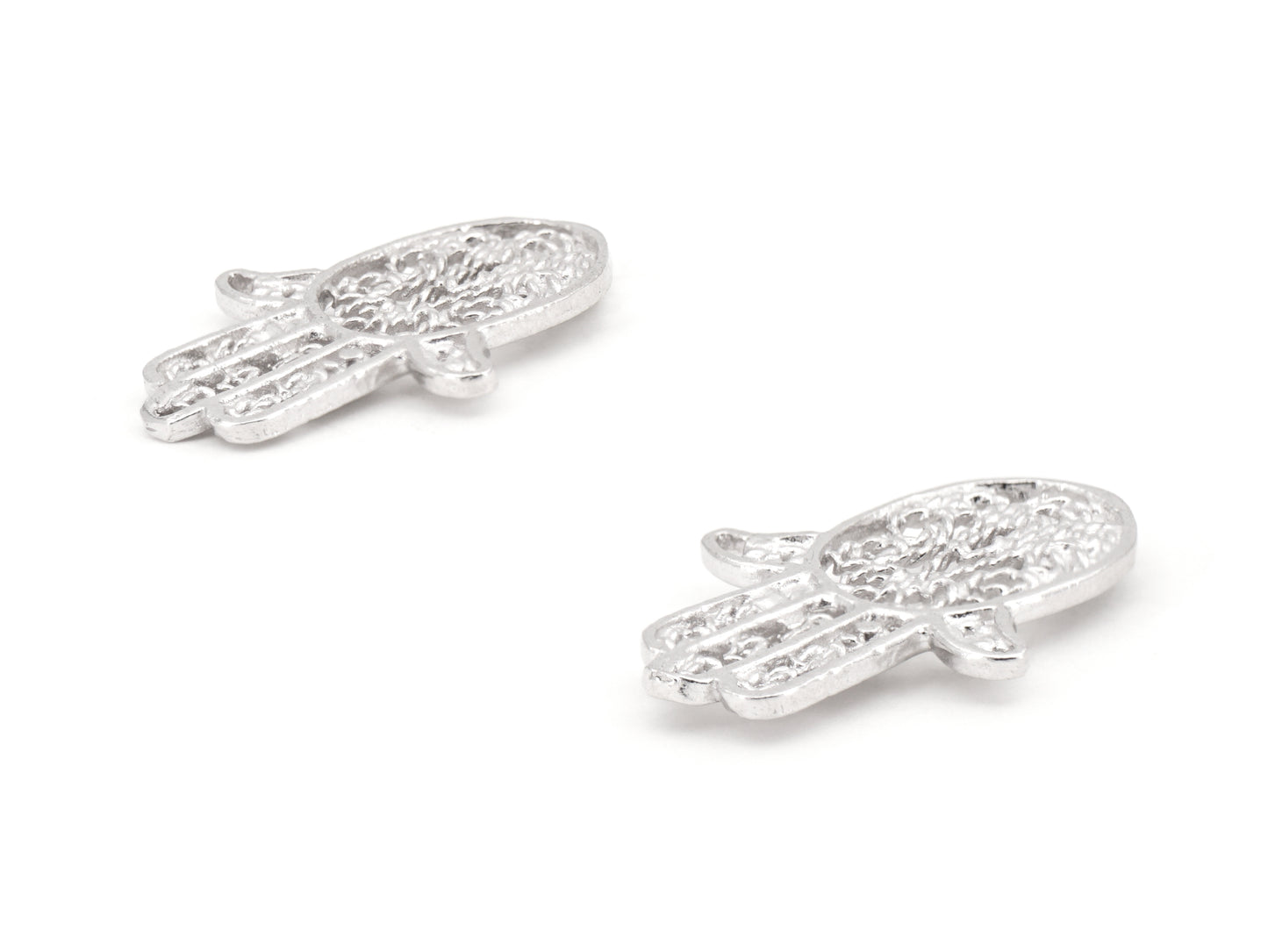 Brincos Mini Mão de Fátima, Filigrana Portuguesa, Prata de Lei 925 - Perspectiva