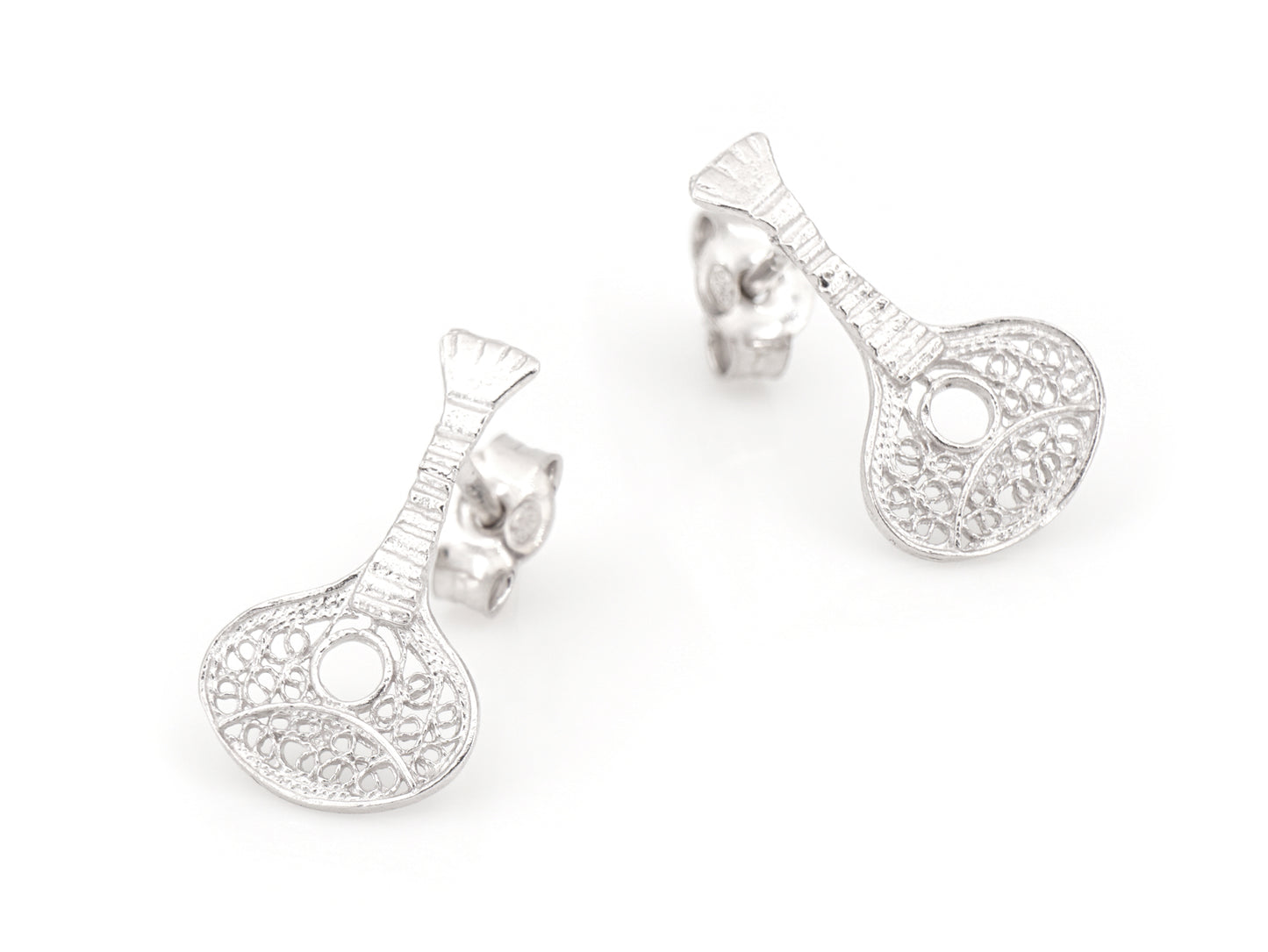 Brincos Mini Guitarra Portuguesa, Filigrana Portuguesa, Prata de Lei 925 - Perspectiva