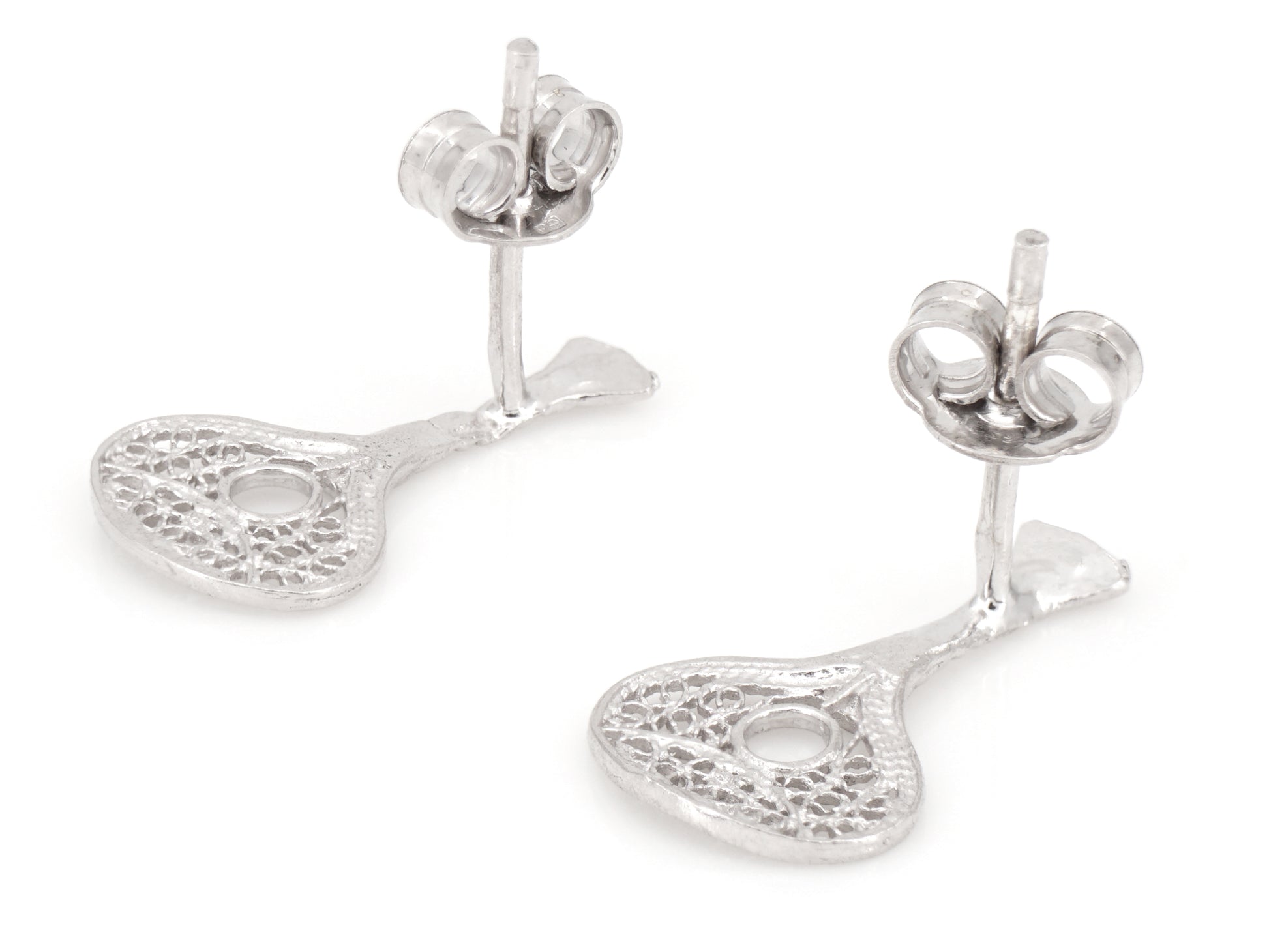 Brincos Mini Guitarra Portuguesa, Filigrana Portuguesa, Prata de Lei 925 - Vista de Trás