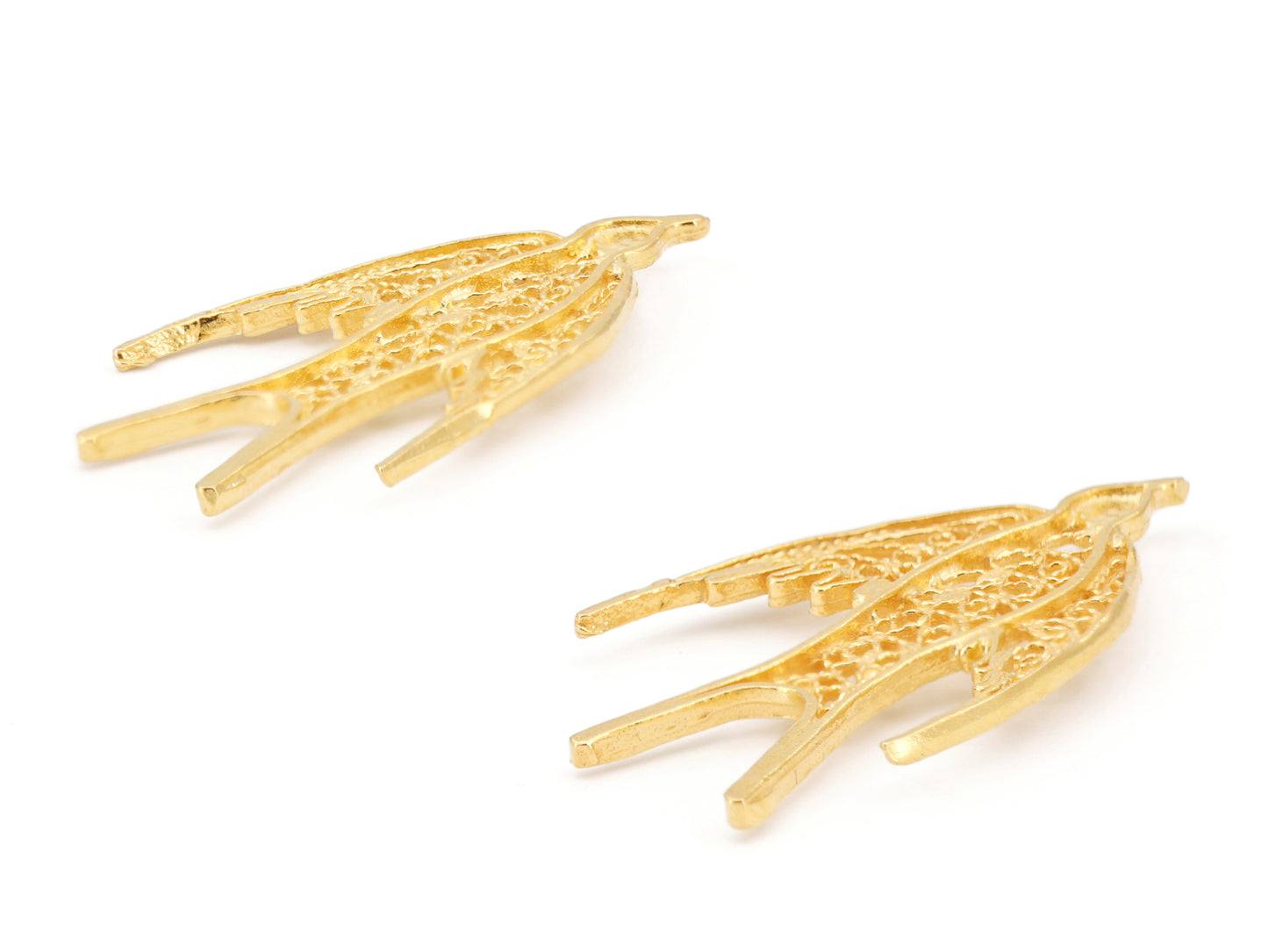 Brincos Mini Andorinha, Filigrana Portuguesa, Prata de Lei 925 Dourada - Perspectiva