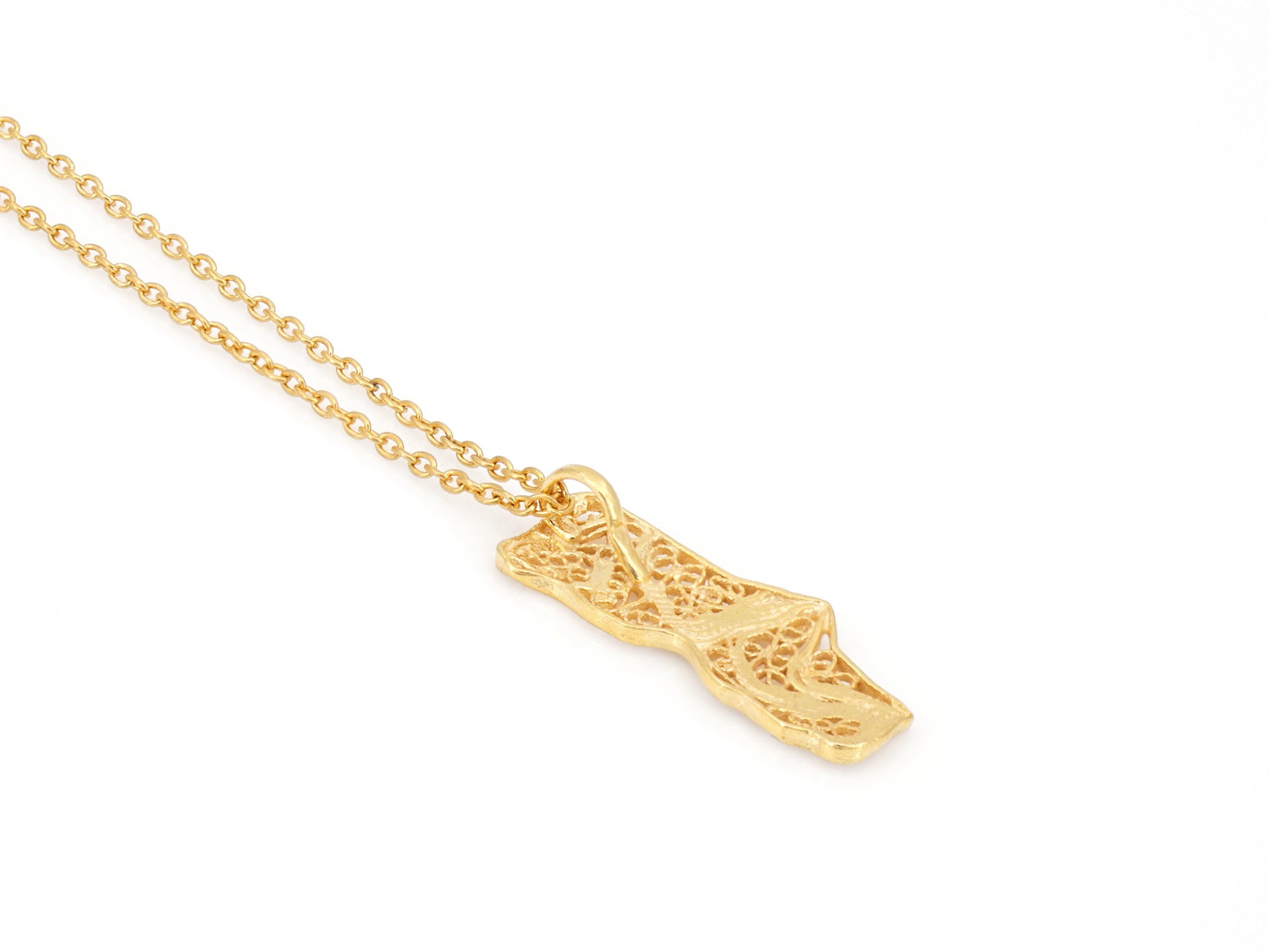 Colar Mini Mapa de Portugal, Filigrana Portuguesa, Prata de Lei 925 Dourada - Vista de Trás