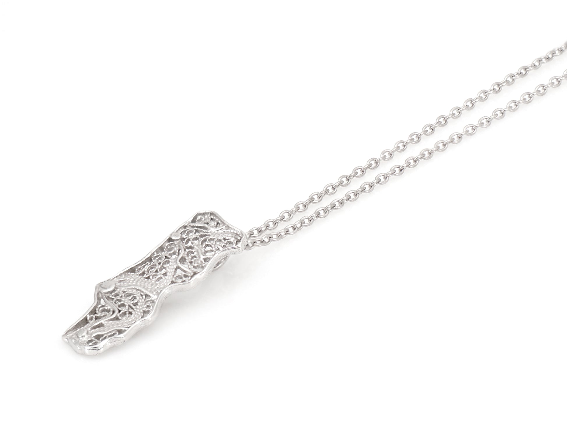 Colar Mini Mapa de Portugal, Filigrana Portuguesa, Prata de Lei 925 - Perspectiva