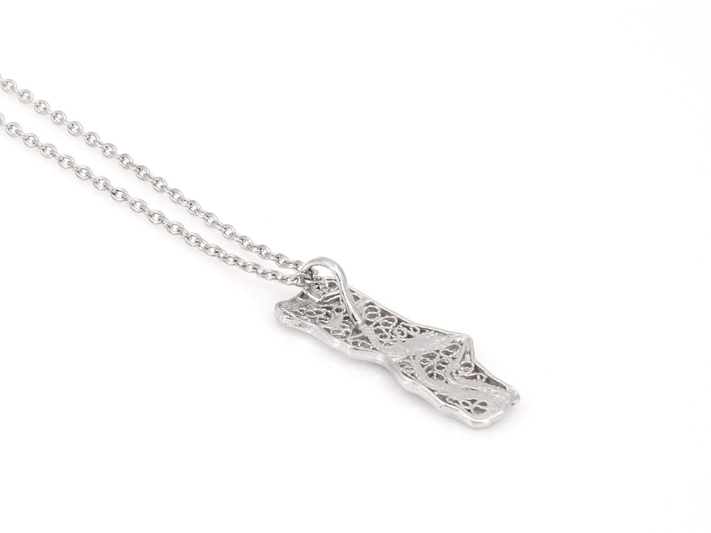 Colar Mini Mapa de Portugal, Filigrana Portuguesa, Prata de Lei 925 - Vista de Trás