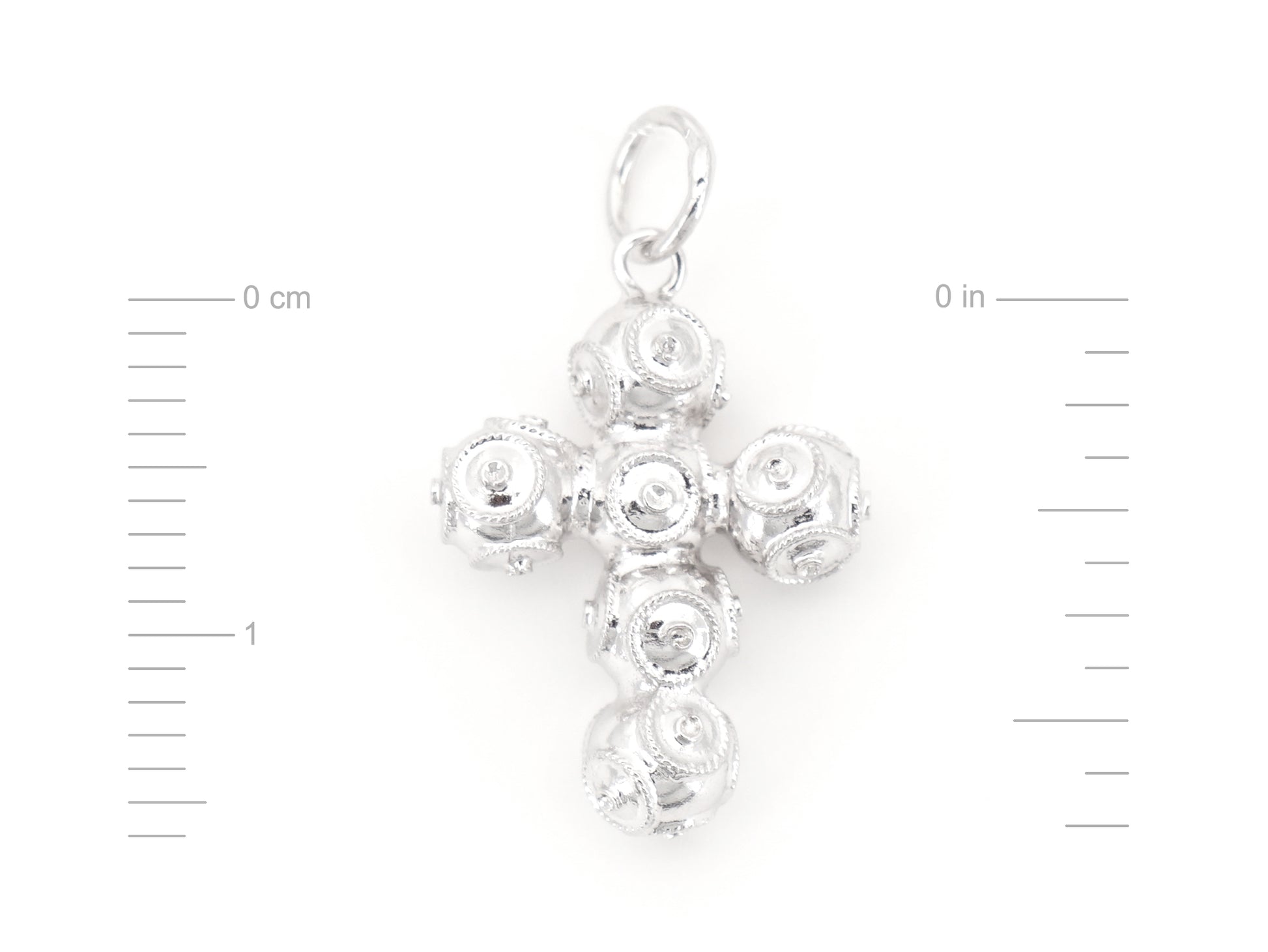 Medalha Cruz Pequena de Contas de Viana, Filigrana Portuguesa, Prata de Lei 925 - Medidas