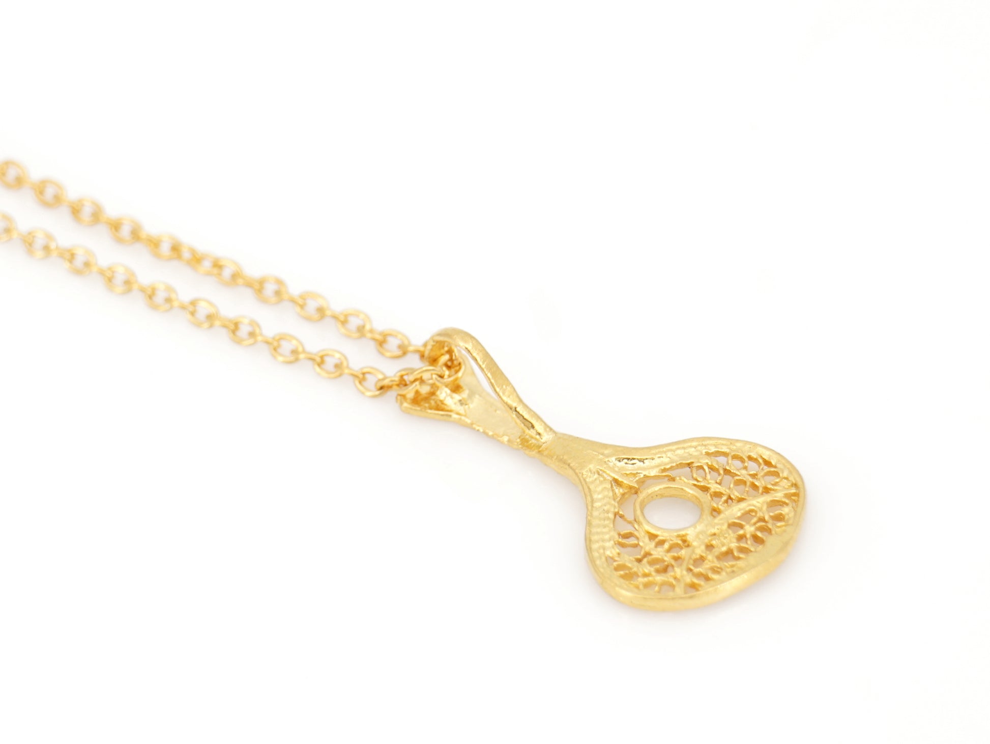 Colar Mini Guitarra Portuguesa, Filigrana Portuguesa, Prata de Lei 925 Dourada - Vista de Trás