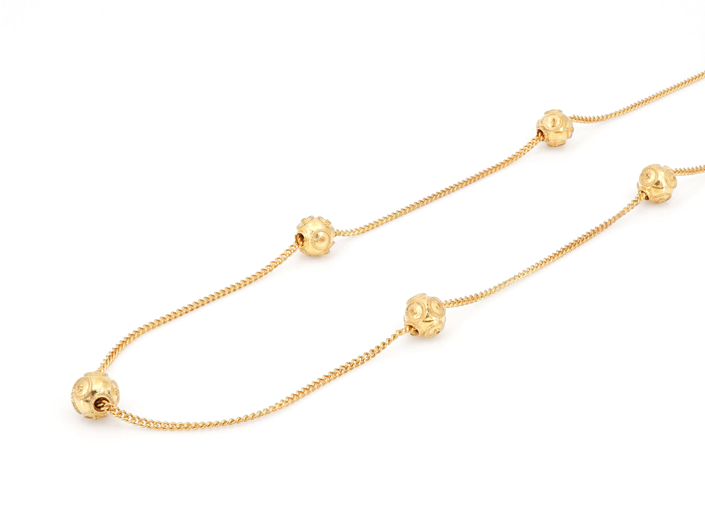 Colar Seis Contas de Viana Pequenas, Filigrana Portuguesa, Prata de Lei 925 Dourada