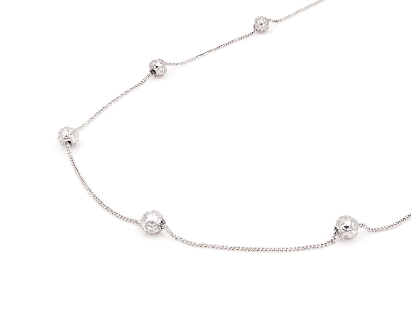 Colar Seis Contas de Viana Pequenas, Filigrana Portuguesa, Prata de Lei 925