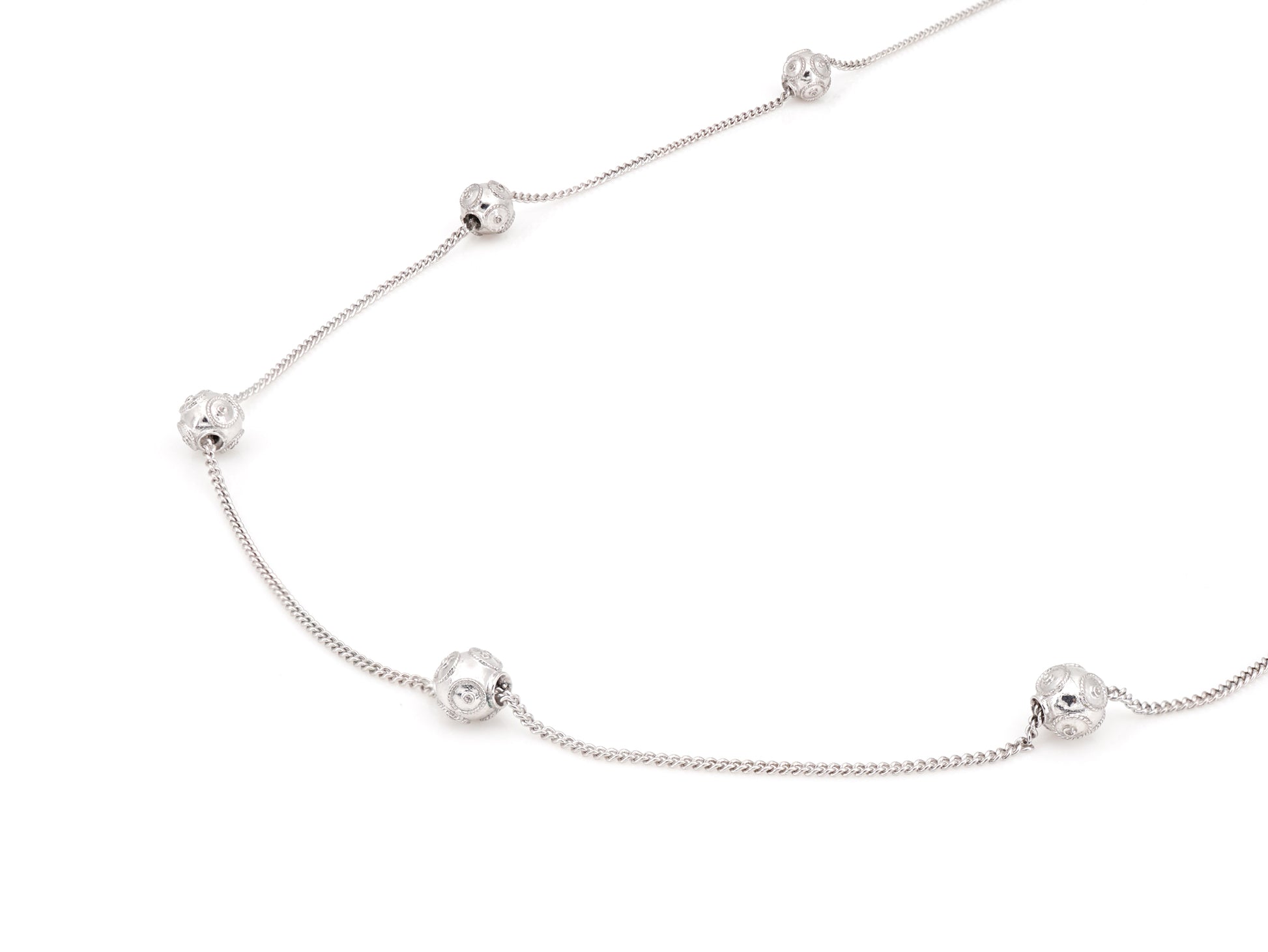 Colar Seis Contas de Viana Pequenas, Filigrana Portuguesa, Prata de Lei 925