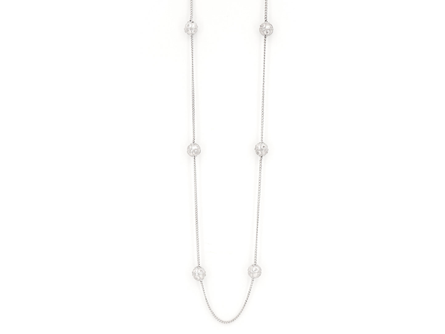 Colar Seis Contas de Viana Pequenas, Filigrana Portuguesa, Prata de Lei 925 - Vista de Frente