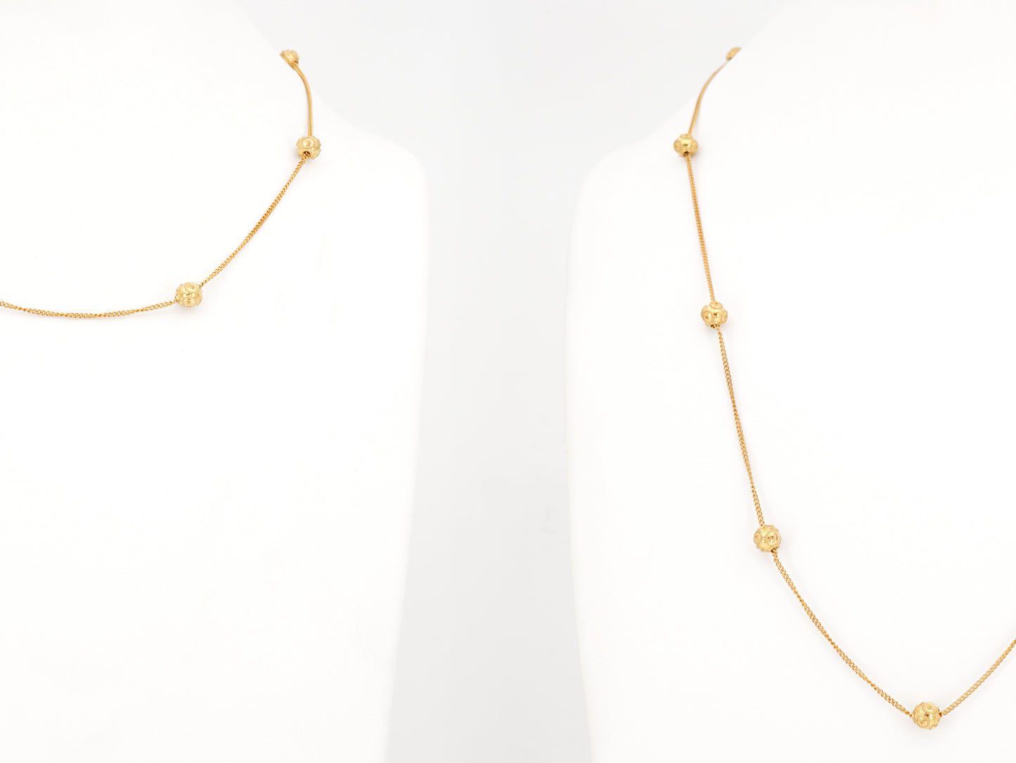 Dois Colares Contas de Viana Pequenas, Filigrana Portuguesa, Prata de Lei 925 Dourada