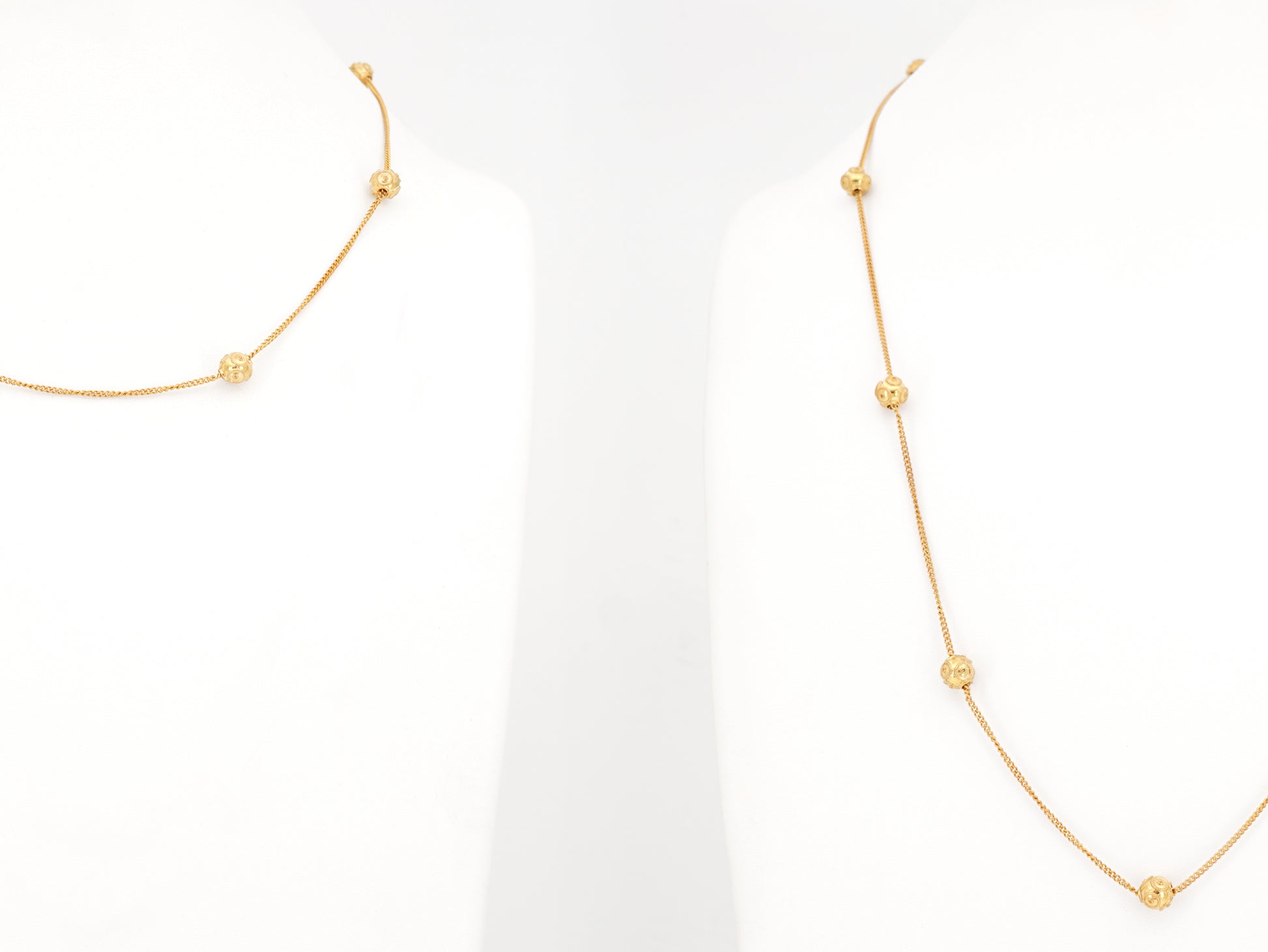 Dois Colares Contas de Viana Pequenas, Filigrana Portuguesa, Prata de Lei 925 Dourada