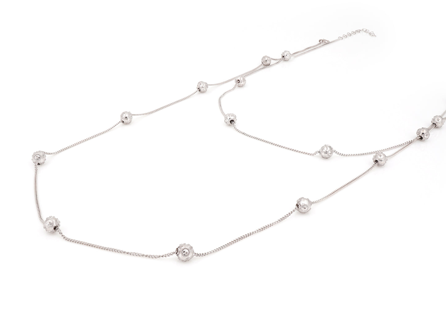 Dois Colares Contas de Viana Pequenas, Filigrana Portuguesa, Prata de Lei 925 - Perspectiva