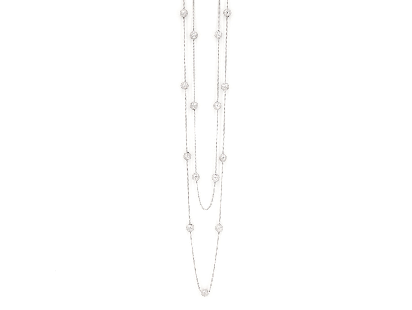 Dois Colares Contas de Viana Pequenas, Filigrana Portuguesa, Prata de Lei 925 - Vista de Frente