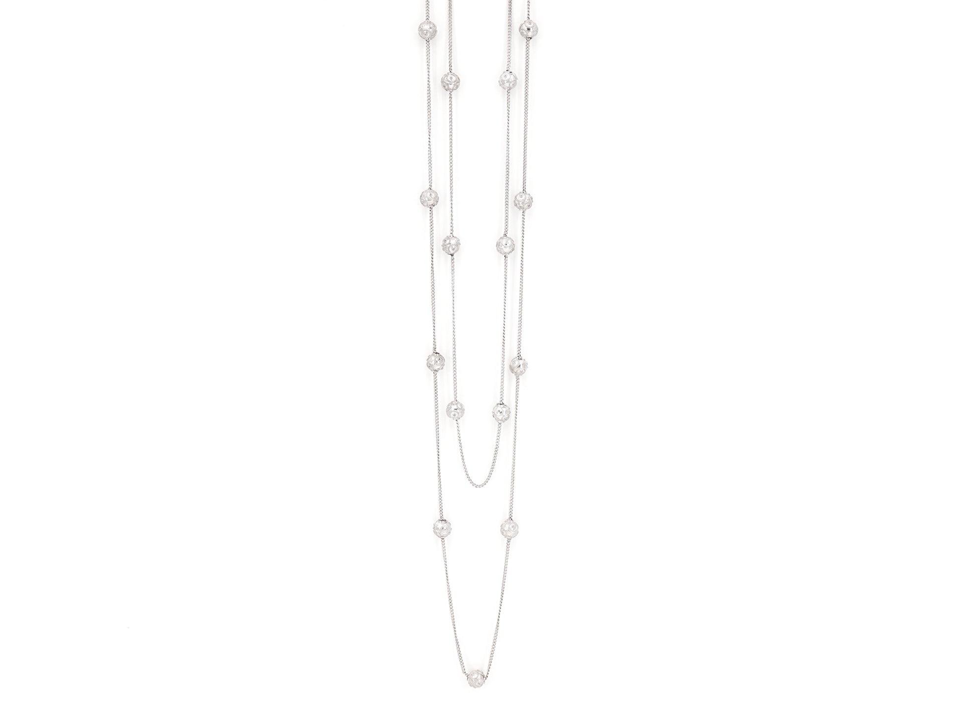 Dois Colares Contas de Viana Pequenas, Filigrana Portuguesa, Prata de Lei 925 - Vista de Frente