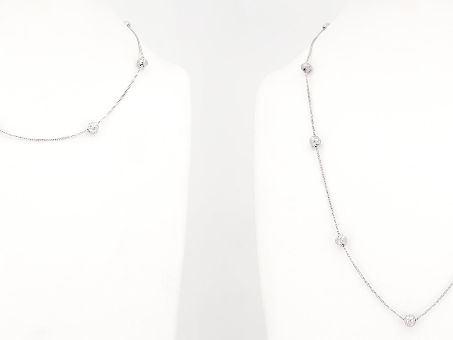 Dois Colares Contas de Viana Pequenas, Filigrana Portuguesa, Prata de Lei 925