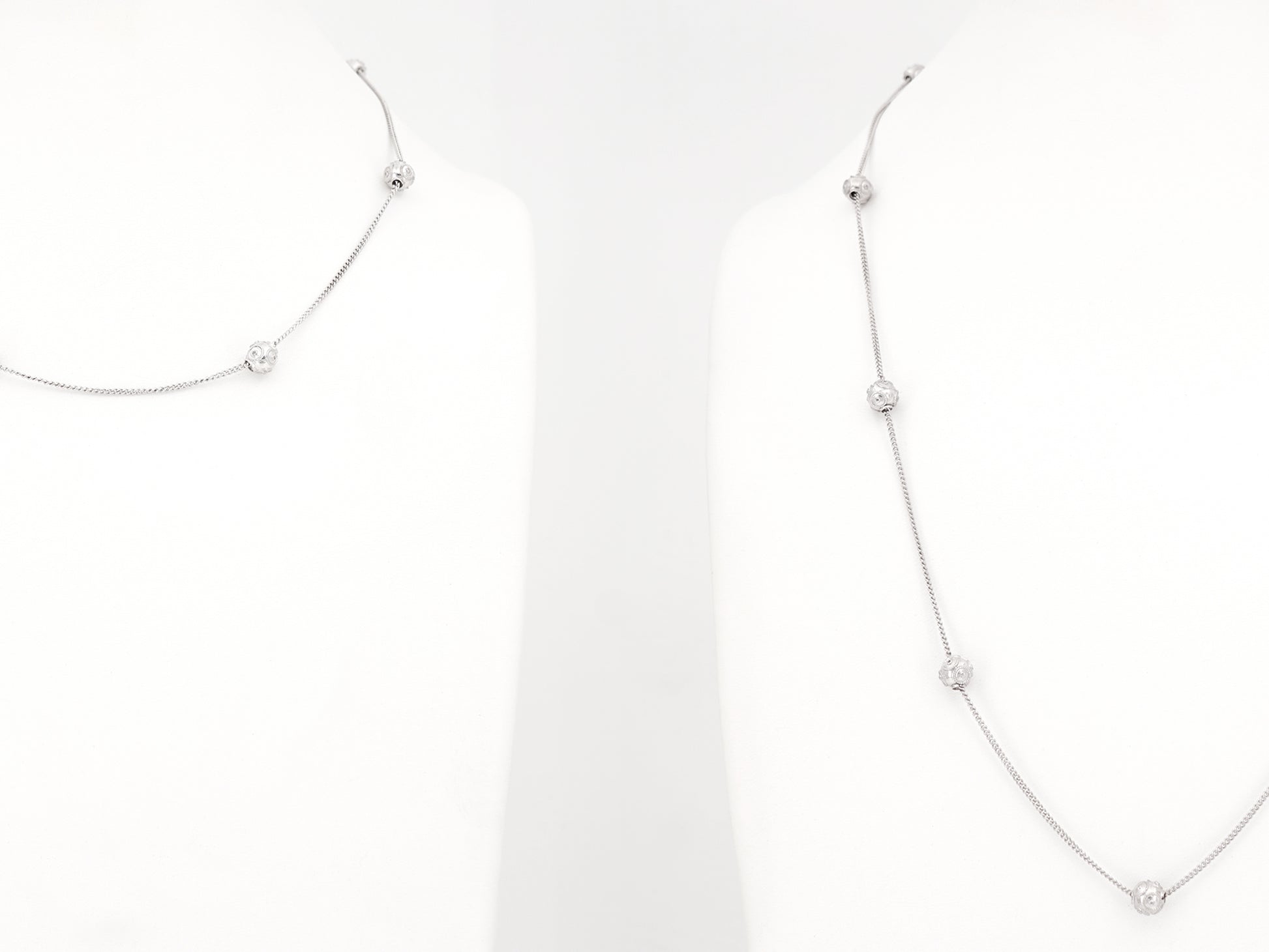 Dois Colares Contas de Viana Pequenas, Filigrana Portuguesa, Prata de Lei 925