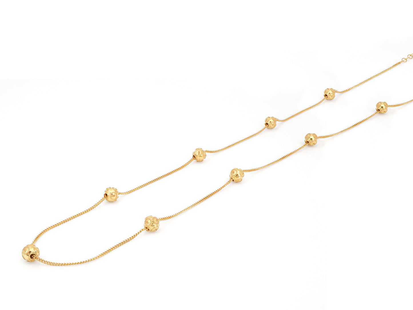 Colar Nove Contas de Viana Pequenas, Filigrana Portuguesa, Prata de Lei 925 Dourada