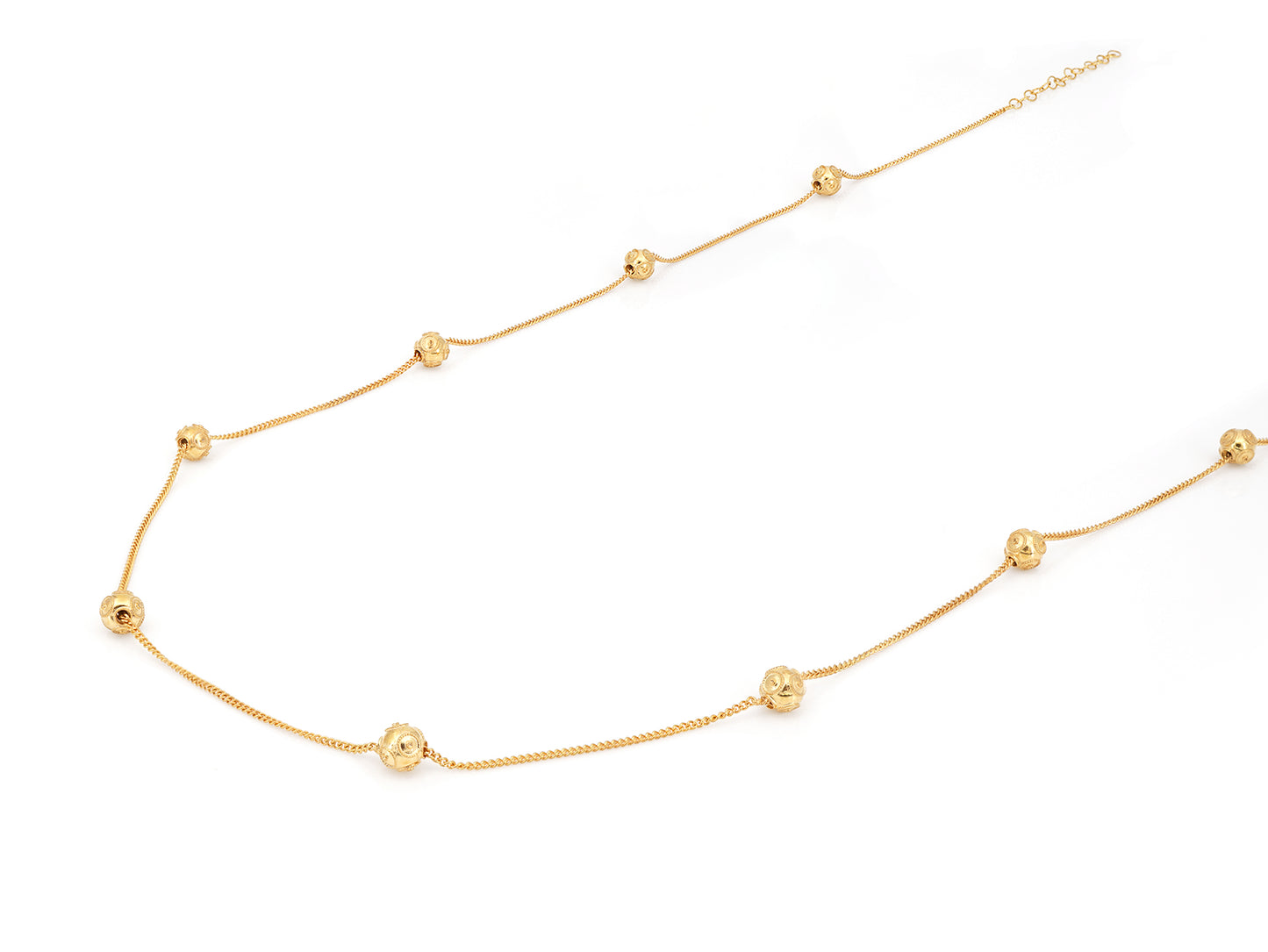 Colar Nove Contas de Viana Pequenas, Filigrana Portuguesa, Prata de Lei 925 Dourada