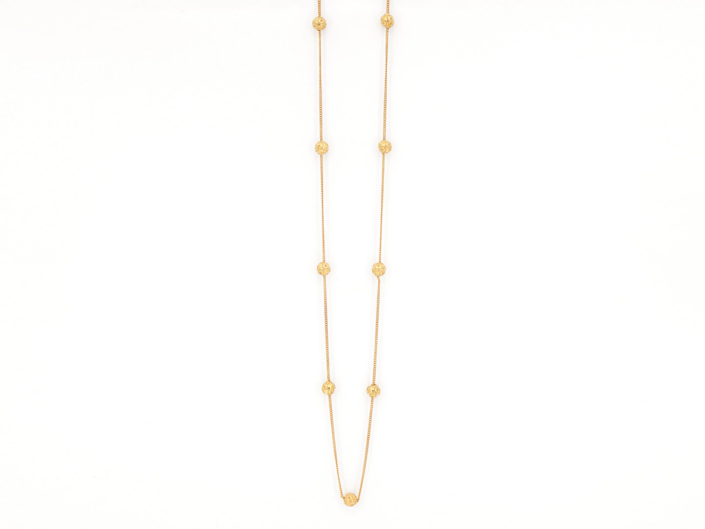 Colar Nove Contas de Viana Pequenas, Filigrana Portuguesa, Prata de Lei 925 Dourada - Vista de Frente