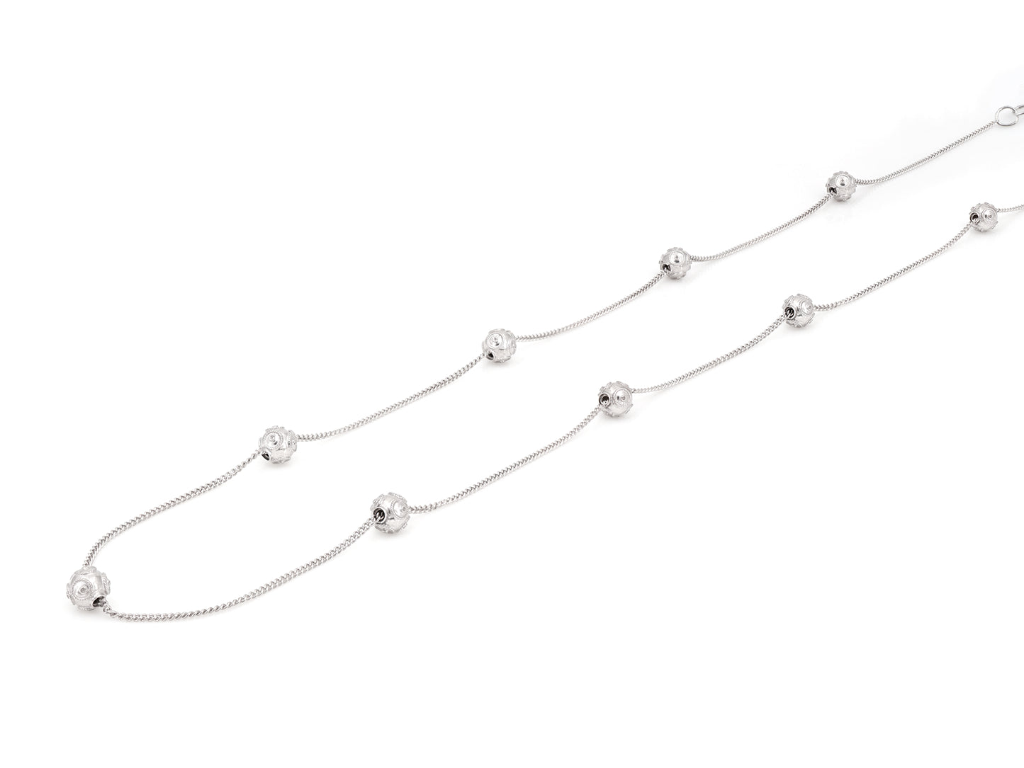 Colar Nove Contas de Viana Pequenas, Filigrana Portuguesa, Prata de Lei 925