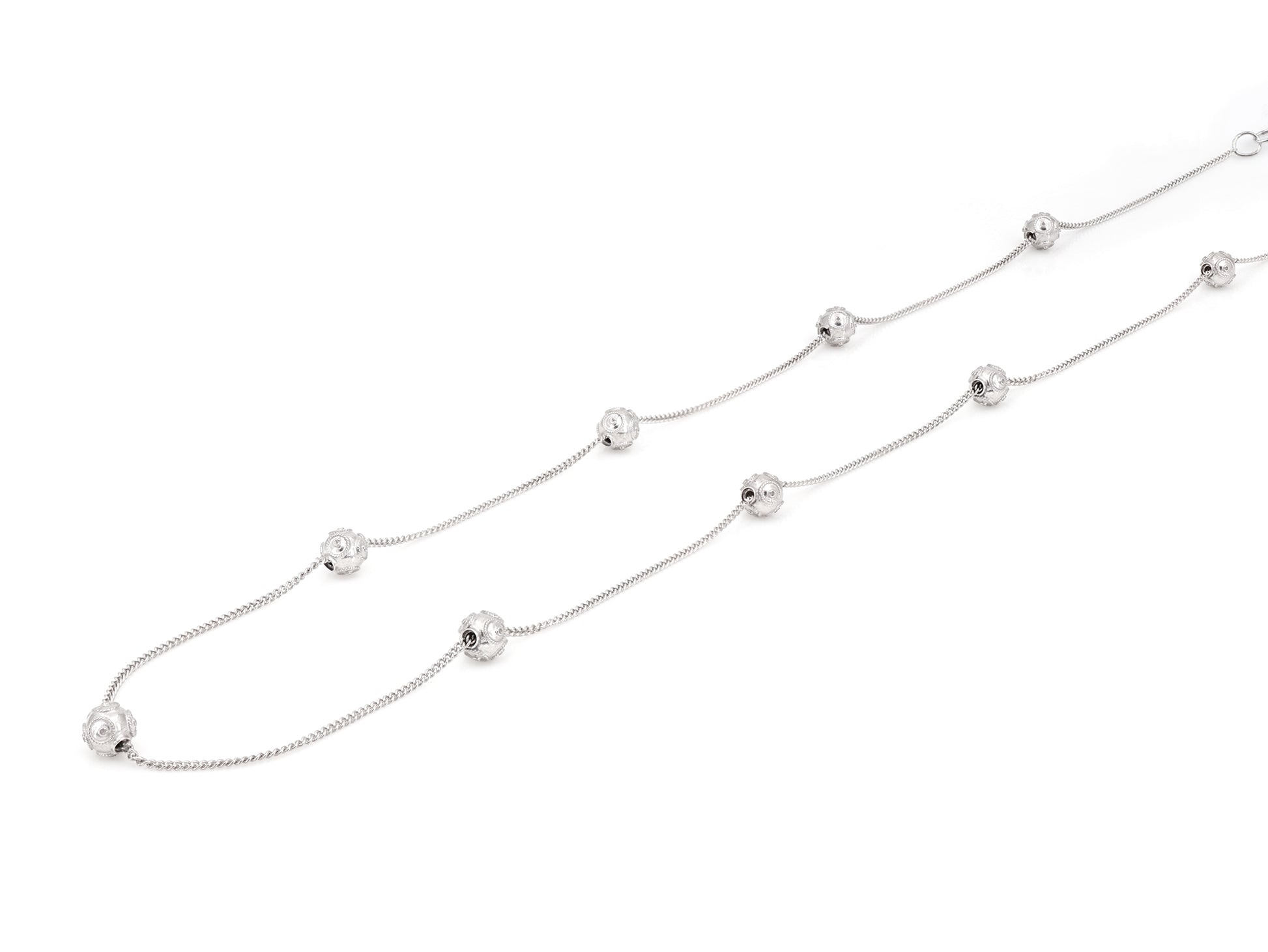 Colar Nove Contas de Viana Pequenas, Filigrana Portuguesa, Prata de Lei 925