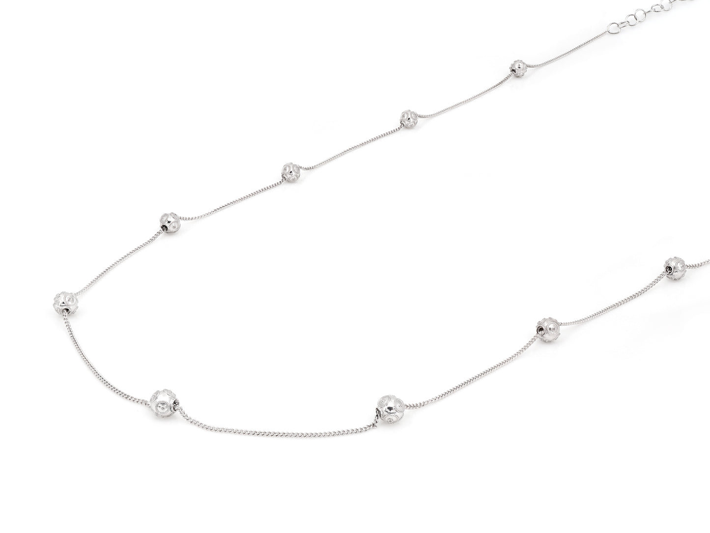 Colar Nove Contas de Viana Pequenas, Filigrana Portuguesa, Prata de Lei 925