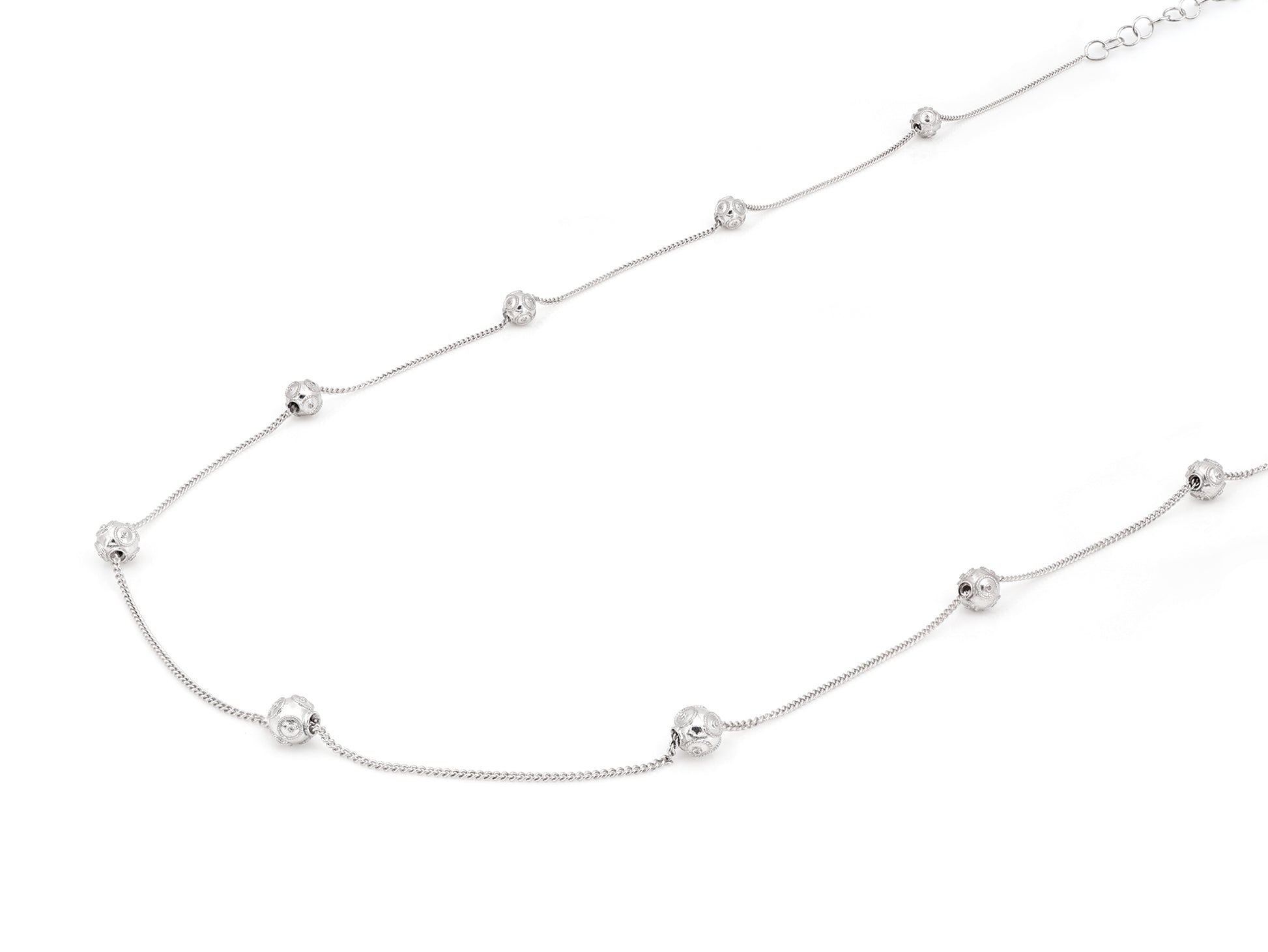 Colar Nove Contas de Viana Pequenas, Filigrana Portuguesa, Prata de Lei 925