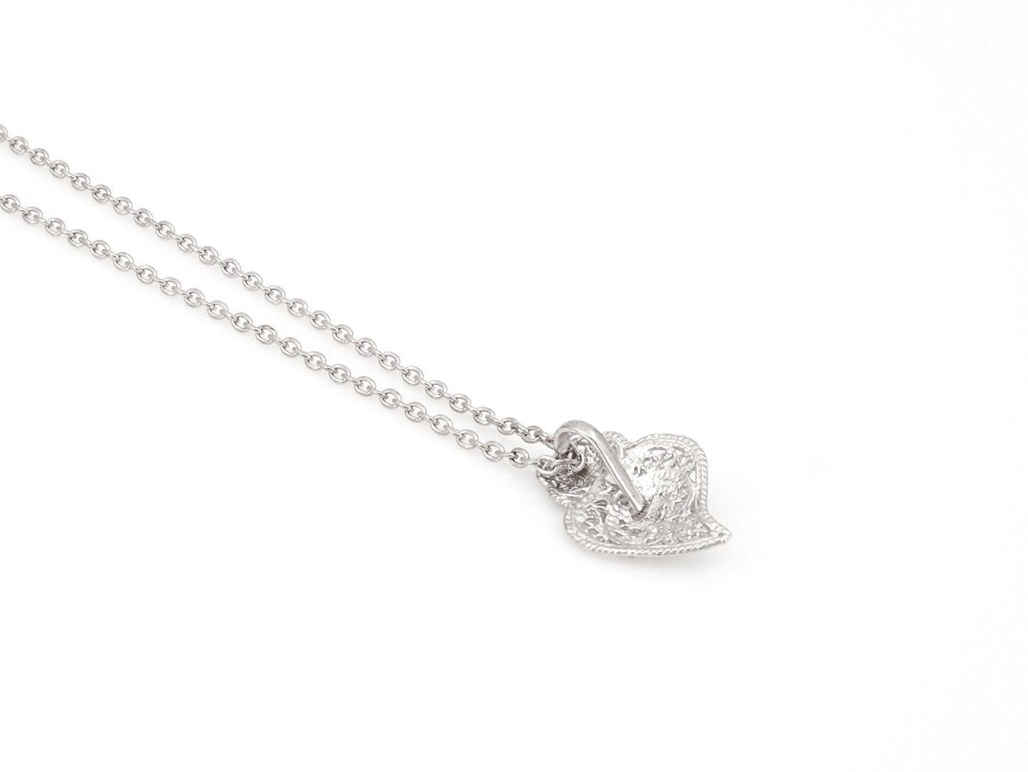 Colar Mini Coração de Viana, Filigrana Portuguesa, Prata de Lei 925 - Vista de Trás