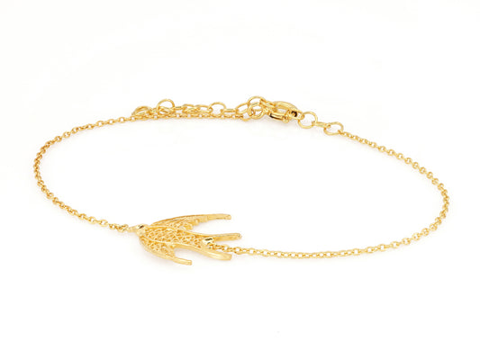 Pulseira Mini Andorinha, Filigrana Portuguesa, Prata de Lei 925 Dourada