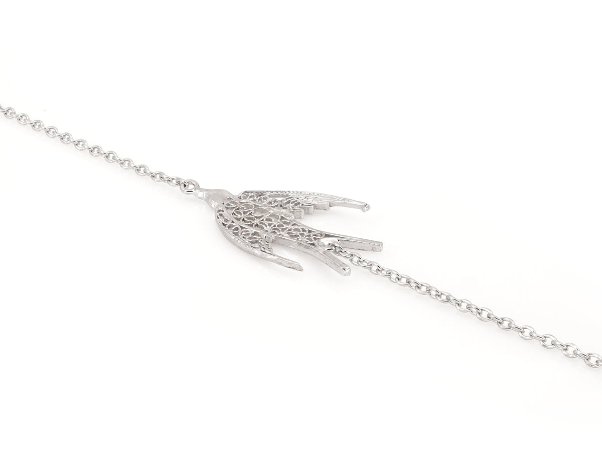Pulseira Mini Andorinha, Filigrana Portuguesa, Prata de Lei 925 - Pormenor, Perspectiva Vista de Trás