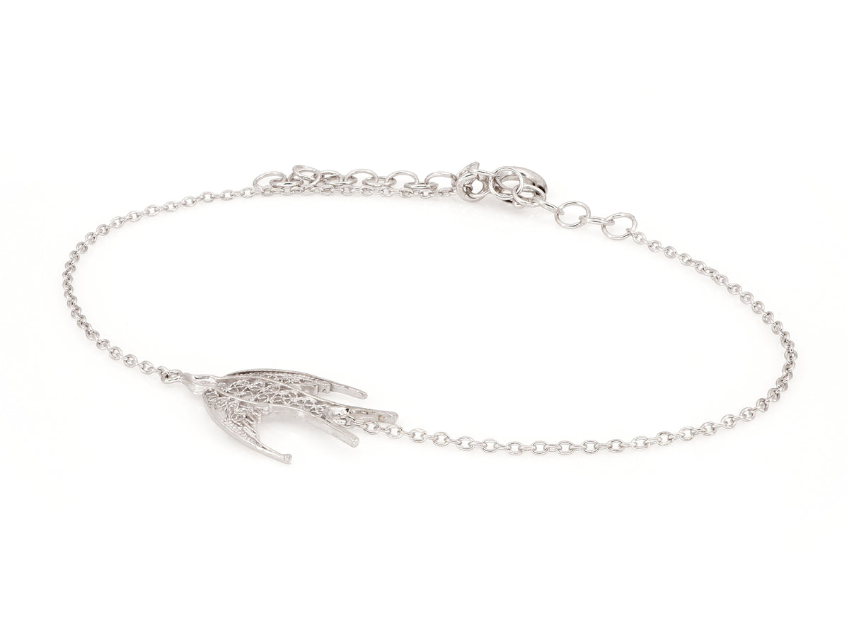 Pulseira Mini Andorinha, Filigrana Portuguesa, Prata de Lei 925