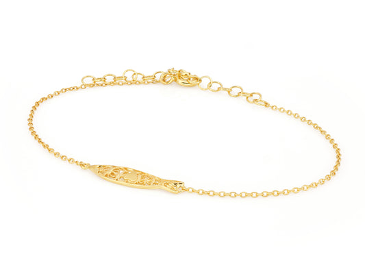 Pulseira Mini Sardinha, Filigrana Portuguesa, Prata de Lei 925 Dourada