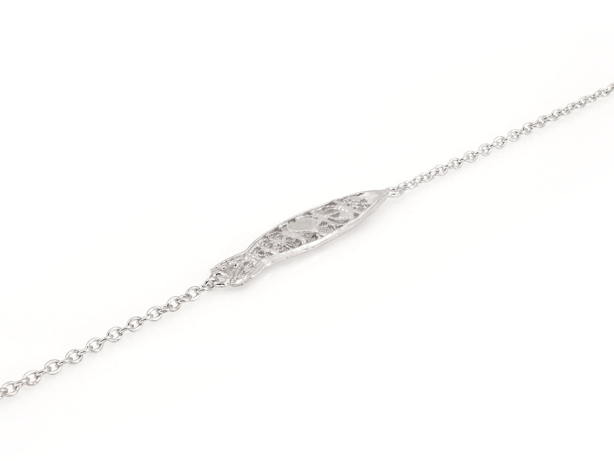 Pulseira Mini Sardinha, Filigrana Portuguesa, Prata de Lei 925 - Pormenor, Perspectiva Vista de Frente