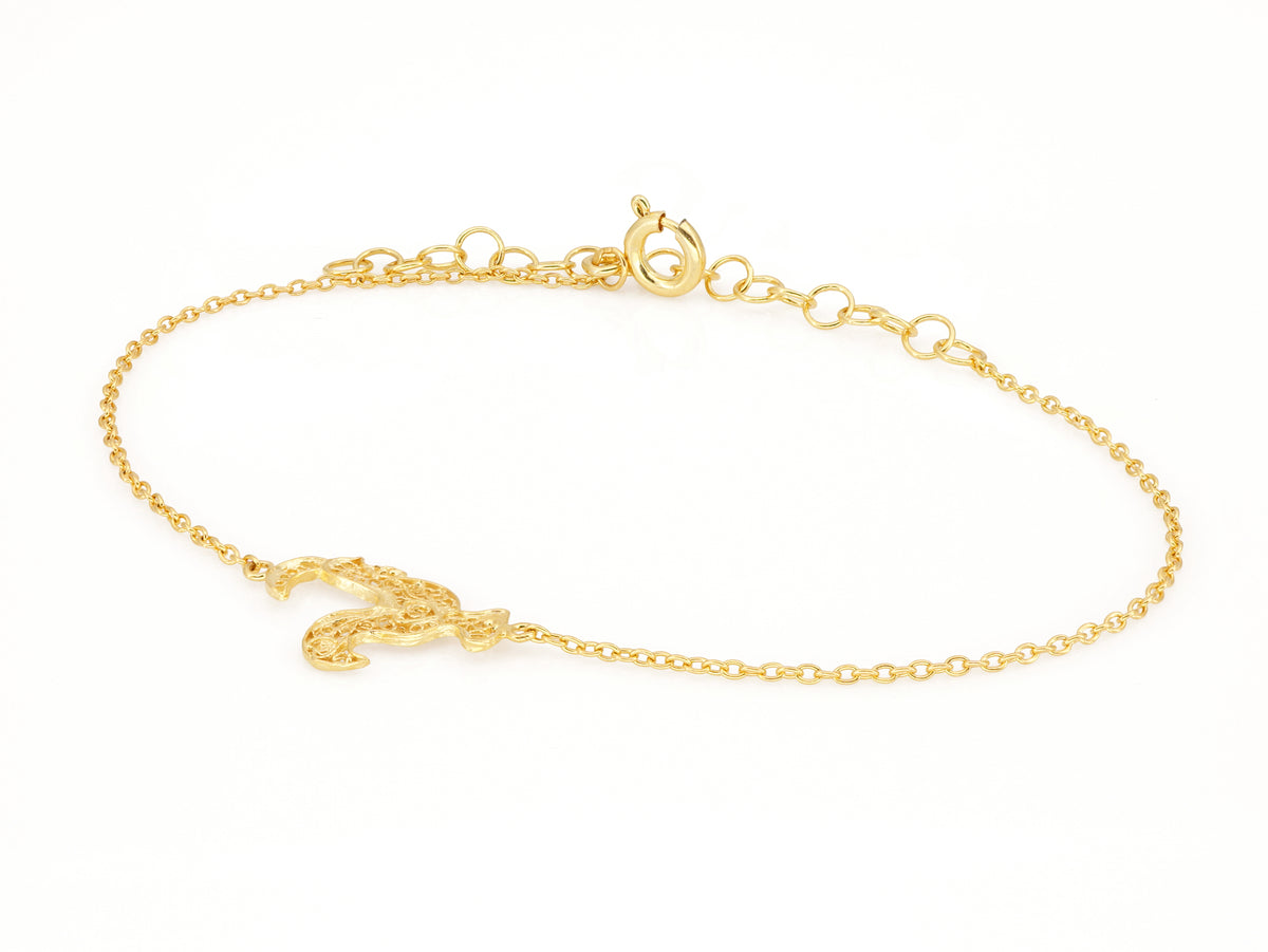 Pulseira Mini Galo de Barcelos, Filigrana Portuguesa, Prata de Lei 925 Dourada