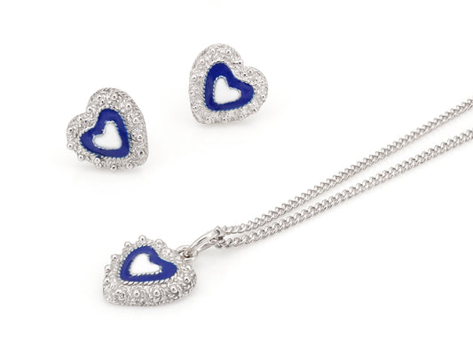 Conjunto Brincos e Colar Corações Caramujo, Filigrana Portuguesa, Prata de Lei 925