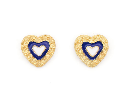 Brincos Coração Caramujo, Filigrana Portuguesa, Prata de Lei 925 Dourada - Vista de Frente