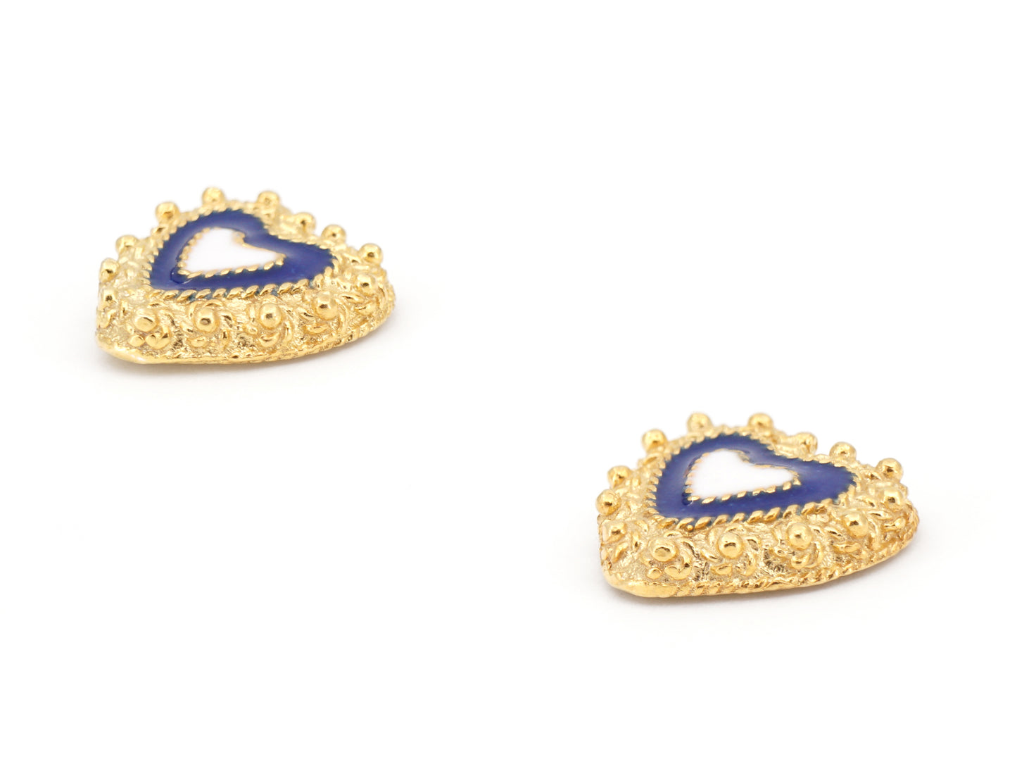 Brincos Coração Caramujo, Filigrana Portuguesa, Prata de Lei 925 Dourada - Perspectiva, Vista de Frente