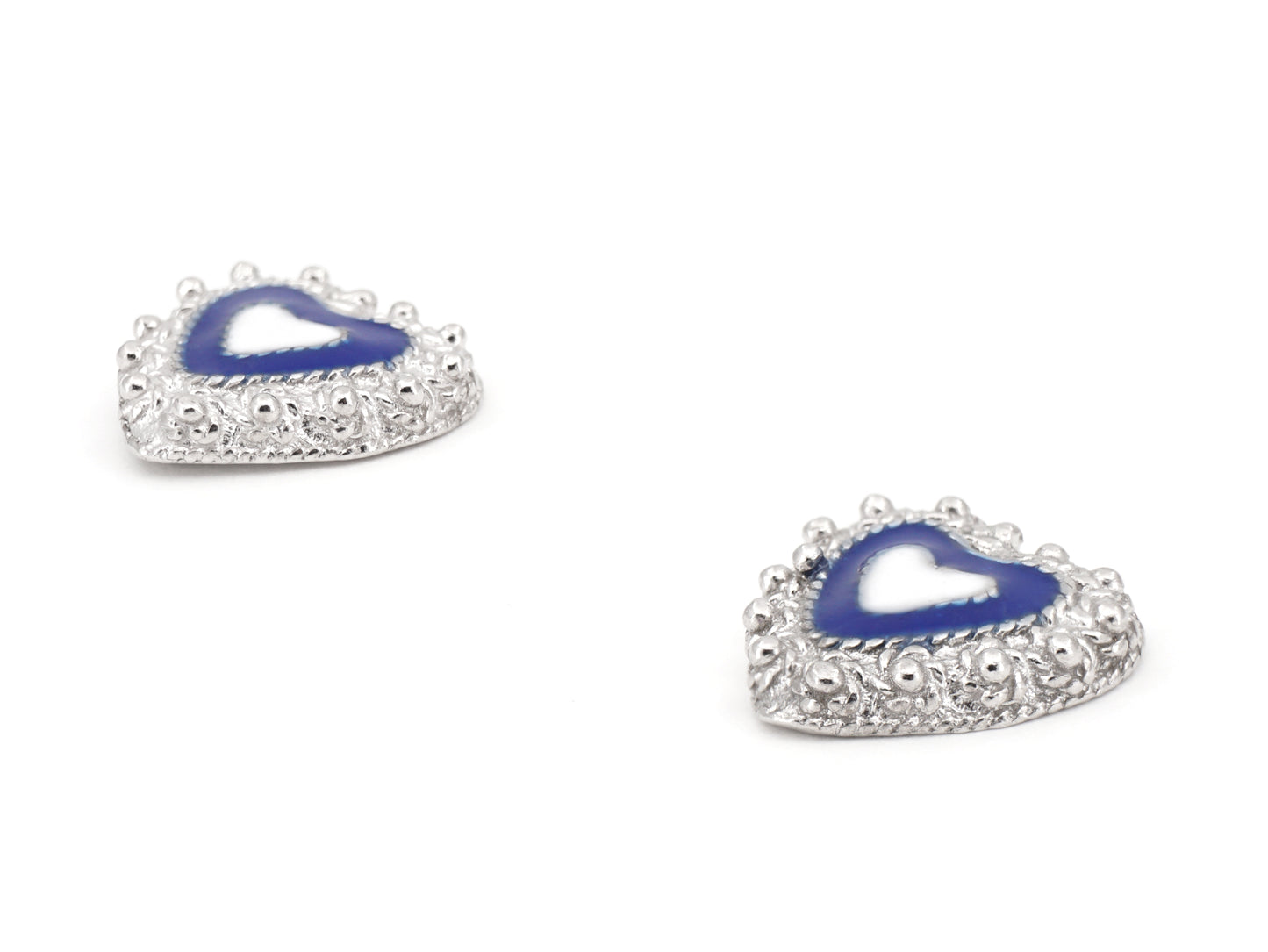 Brincos Coração Caramujo, Filigrana Portuguesa, Prata de Lei 925 - Perspectiva, Vista de Frente