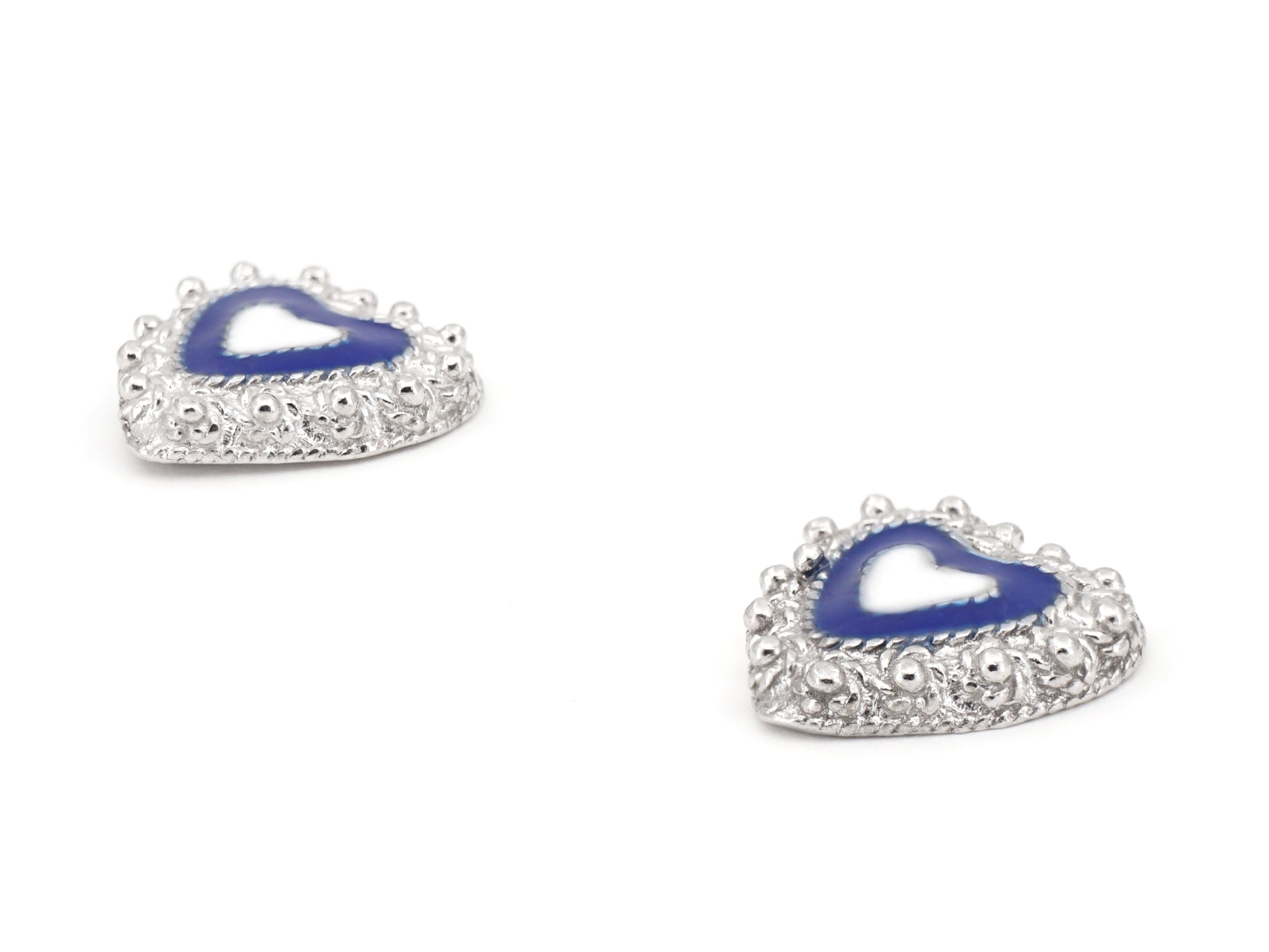 Brincos Coração Caramujo, Filigrana Portuguesa, Prata de Lei 925 - Perspectiva, Vista de Frente