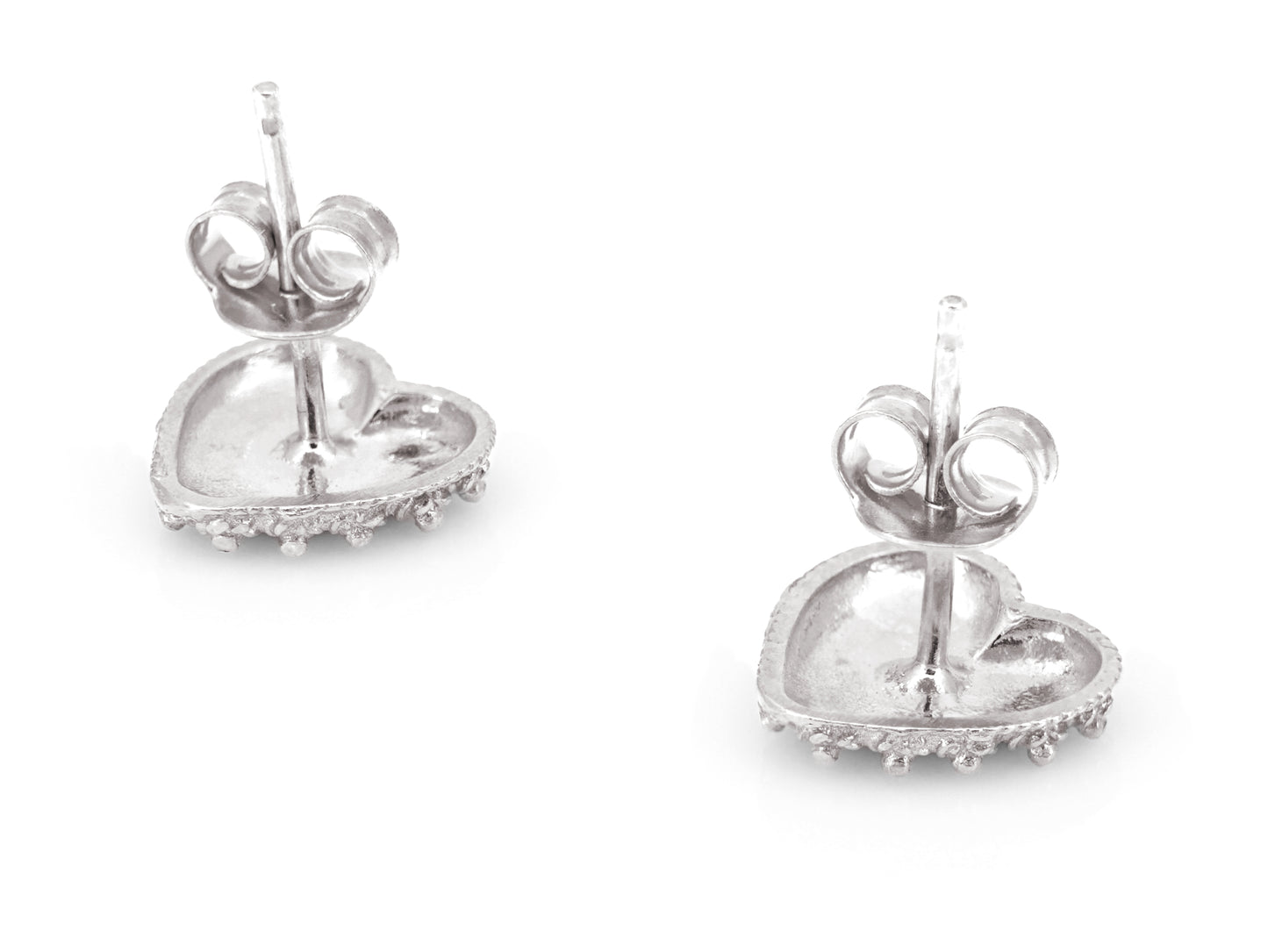 Brincos Coração Caramujo, Filigrana Portuguesa, Prata de Lei 925 - Perspectiva, Vista de Trás