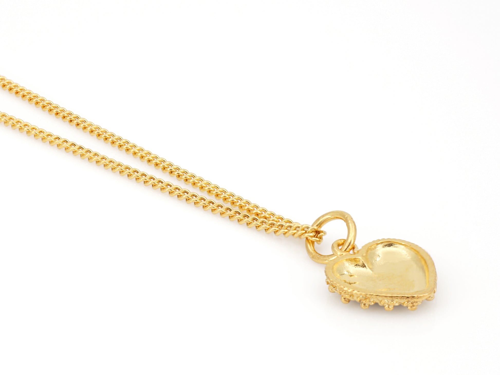Colar Coração Caramujo, Filigrana Portuguesa, Prata de Lei 925 Dourada - Vista de Trás