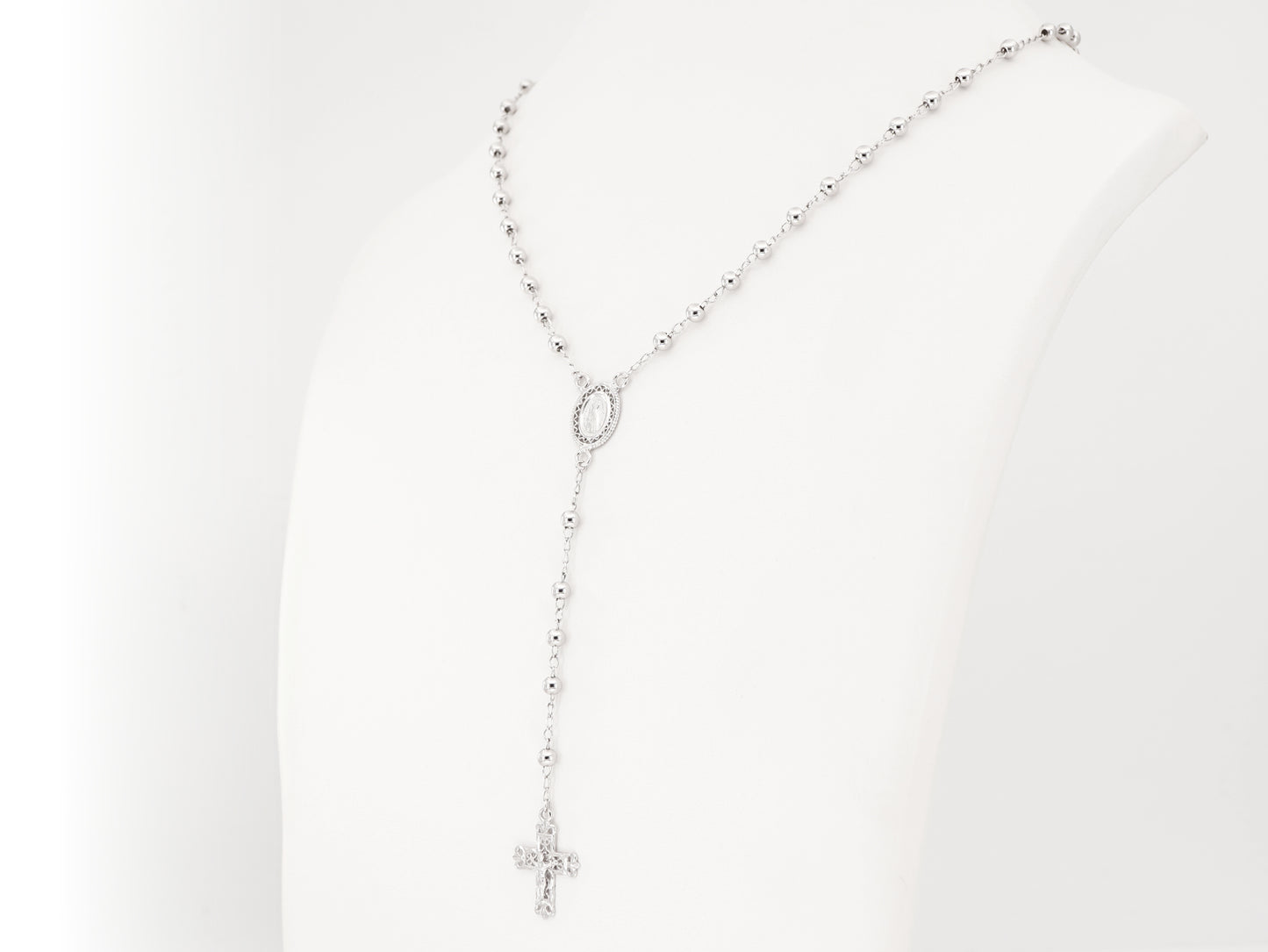 Colar Terço Filigrana Contas Lisas, Filigrana Portuguesa, Prata de Lei 925 - Colar em Exposição, Perspectiva
